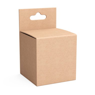 Geri dönüşümlü kağıttan kutu. Boş paket şablon ürün tasarımı için. 3d illüstrasyon izole beyaz bir arka plan üzerinde.