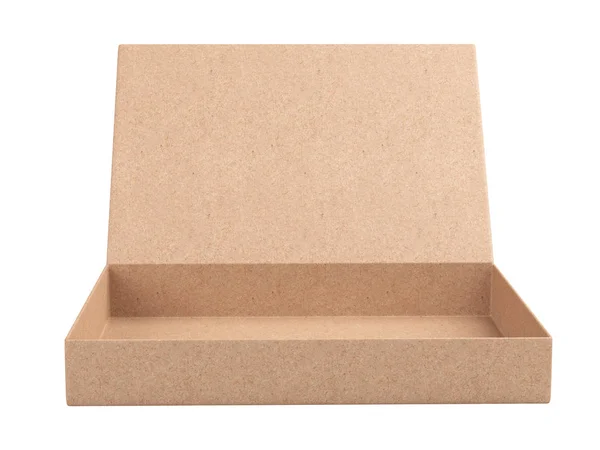 Otevřené Prázdné Krabičce Recyklovaného Papíru Přední Pohled Izolované Bílém Pozadí Stock Fotografie