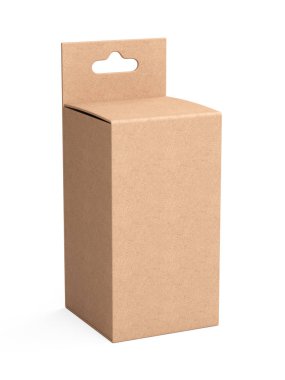 Geri dönüşümlü kağıttan kutu. Boş paket şablon ürün tasarımı için. 3d illüstrasyon izole beyaz bir arka plan üzerinde.