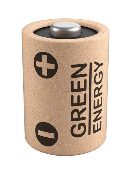 Batería Eco Hecha Componentes Naturales Papel Reciclado Concepto Energía Verde —  Fotos de Stock