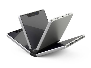 İki kabili katlanabilir smartphone - açık kavramı.