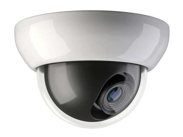 Beyaz kablosuz güvenlik güvenlik kamerası yan döndürülür.