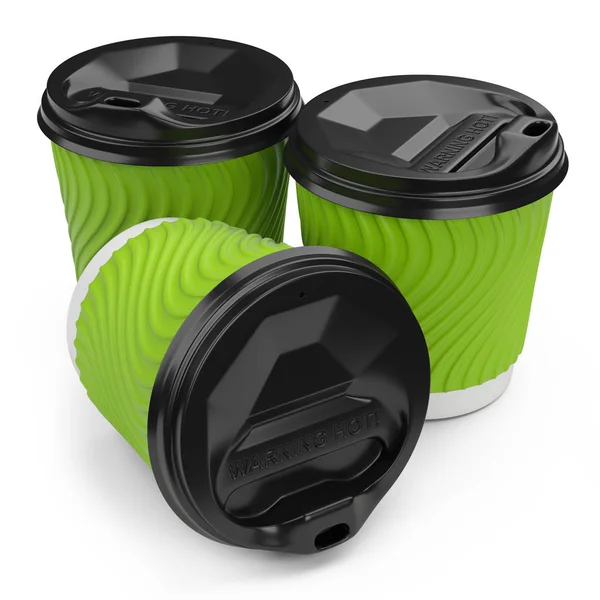 Takeaway coffee cup out disposable paper with plastic lid blank — Stock Photo, Image