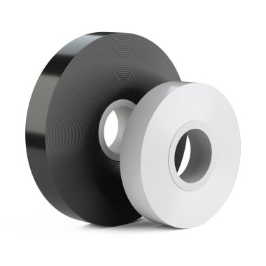 Rulo siyah beyaz yalıtımlı scotch koli bandı seti.