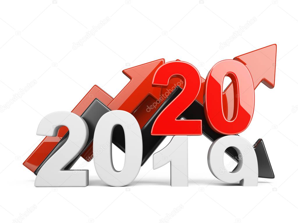 2020 2019 change concept. Represents the new year symbol with gr