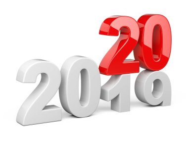 2019 2020 değişim kavramı. Yeni yıl beyaz ve kırmızı temsil eder 