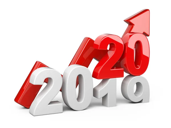 2020 2019 concept wijzigen. Vertegenwoordigt het nieuwe jaar symbool met gr — Stockfoto