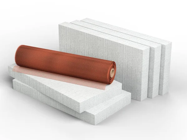 Set för isolering av väggar av polystyren block och glasfiber — Stockfoto
