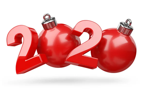 Nuovo anno simbolo rosso con albero di Natale giocattolo . — Foto Stock