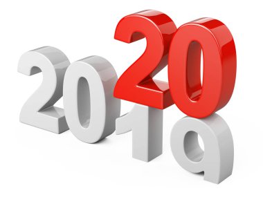 2019 2020 değişim kavramı. Yeni yıl beyaz ve kırmızı temsil eder 