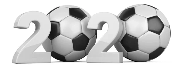 Soccer Ball met 2020 inscriptie. — Stockfoto