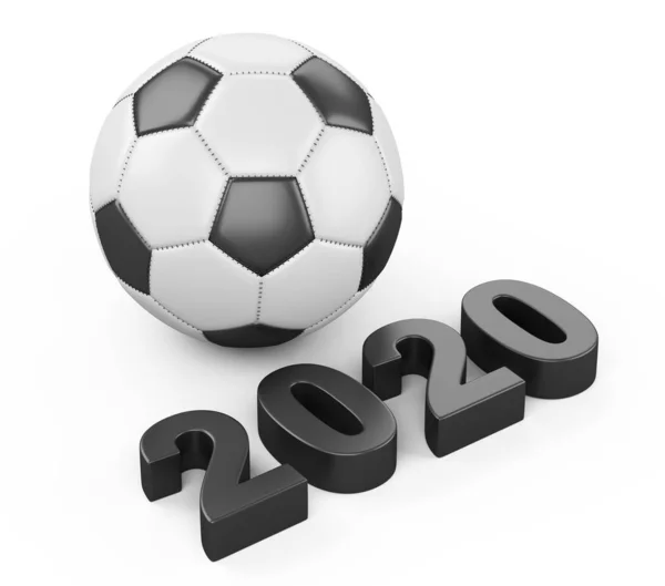 Μπάλα ποδοσφαίρου με 2020 επιγραφή. — Φωτογραφία Αρχείου