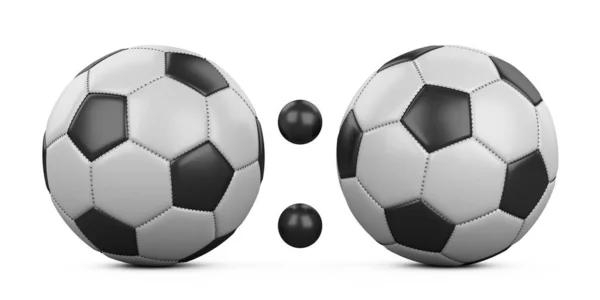 Футбольный матч счет 0: 0 из двух футбольных мячей — стоковое фото