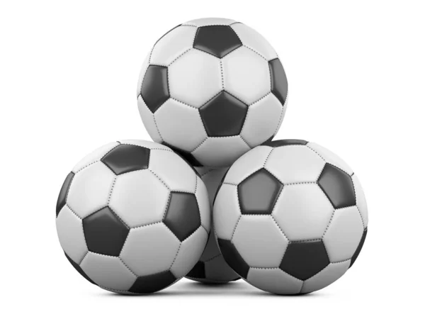 Pile of soccer balls isolated on white background. — Stock Photo, Image