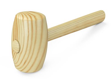 Tahta saplı çekiç. 3d illüstrasyon beyaz arkaplanda izole edildi, yüksek çözünürlüklü görüntüleyici.