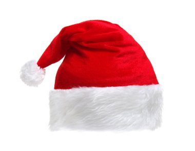 Noel Baba kırmızı şapka beyaz arka planda izole