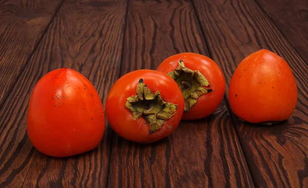 Persimmon Fruit Wooden Background — Stock Photo, Image