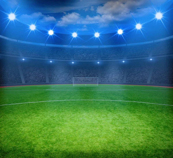 Stadio Calcio Con Luci Accese — Foto Stock