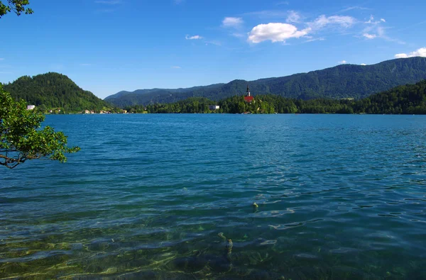 Paisagem Lago Bled Montanhas Eslovénia Europa — Fotografia de Stock