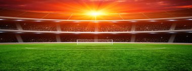 Parlak ışıkları olan futbol stadyumu.