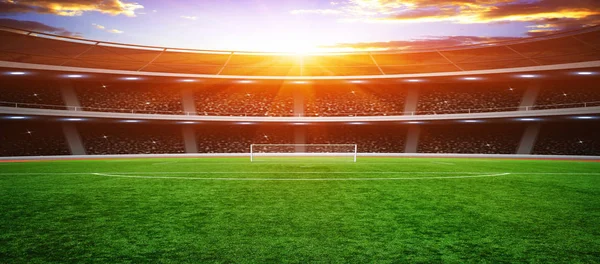 Estadio Fútbol Con Las Luces Brillantes — Foto de Stock