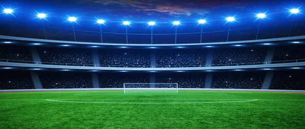 Estadio Fútbol Con Las Luces Brillantes — Foto de Stock