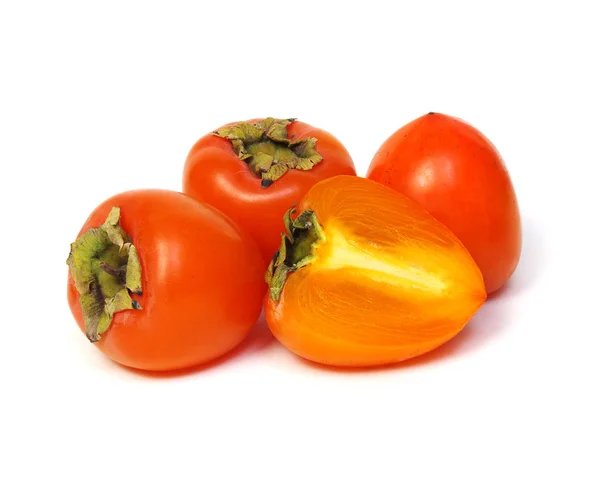 Persimmon Frugt Isoleret Hvid Baggrund Klipningssti - Stock-foto