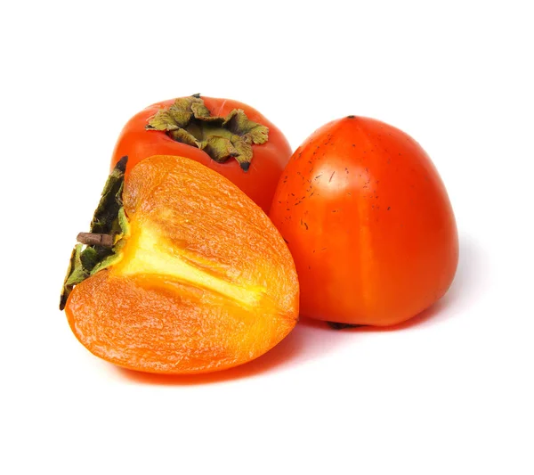 Persimmon Frukt Isolerad Vit Bakgrund Klippbana — Stockfoto