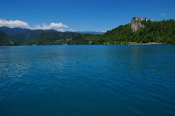 Τοπίο Λίμνη Bled Και Βουνά Σλοβενία Ευρώπη — Φωτογραφία Αρχείου