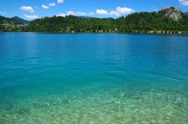Manzara Gölü Bled ve dağlar. Slovenya, Avrupa.