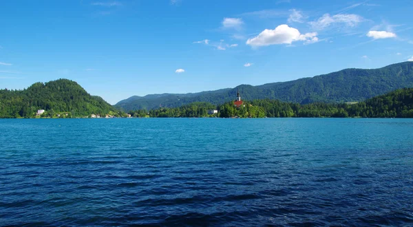 Paisagem Lago Bled Montanhas Eslovénia Europa — Fotografia de Stock