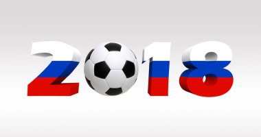 Beyaz arka plan üzerinde bayrak Rusya'nın futbol topu. Futbol 2018 Dünya Şampiyonası .