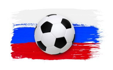 Beyaz arka plan üzerinde bayrak Rusya'nın futbol topu. Futbol 2018 Dünya Şampiyonası .