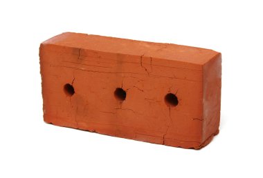 Beyaz arkaplanda kırmızı tuğla izole edildi