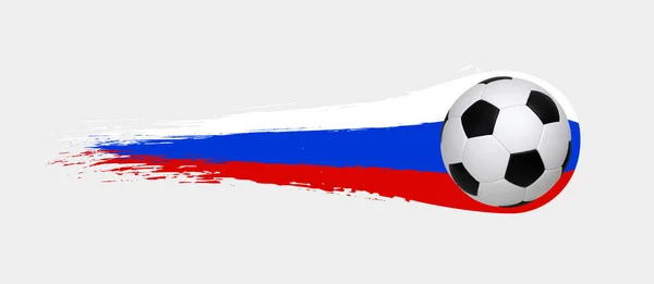Balón Fútbol Con Bandera Rusia Sobre Fondo Blanco Campeonato Mundial —  Fotos de Stock