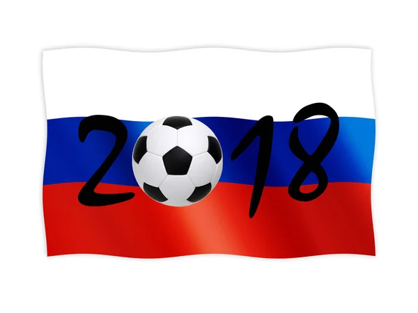 Voetbal Met Vlag Van Rusland Witte Achtergrond Voetbal 2018 — Stockfoto
