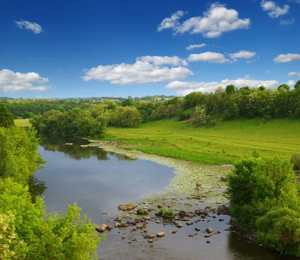 Landschaft Mit Bäumen Und Einem Fluss — Stockfoto