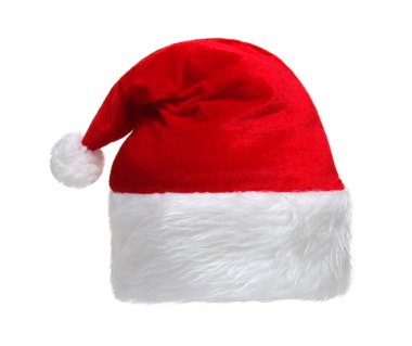 Noel Baba kırmızı şapka beyaz arka planda izole