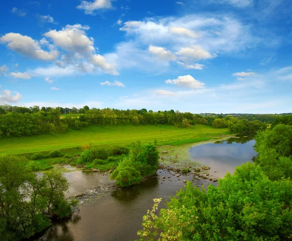 Paysage Avec Des Arbres Une Rivière — Photo