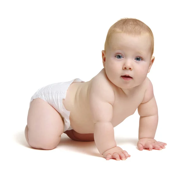 Sourire Bébé Garçon Isolé Sur Blanc — Photo