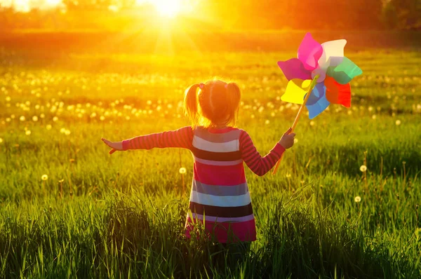 Mädchen Sonnenlicht Auf Dem Feld — Stockfoto