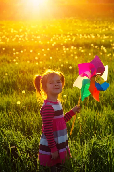 Meisje Het Zonlicht Het Veld — Stockfoto