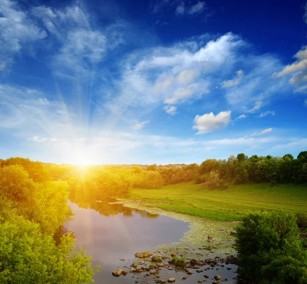 Landscape River Sun — Stock Photo, Image