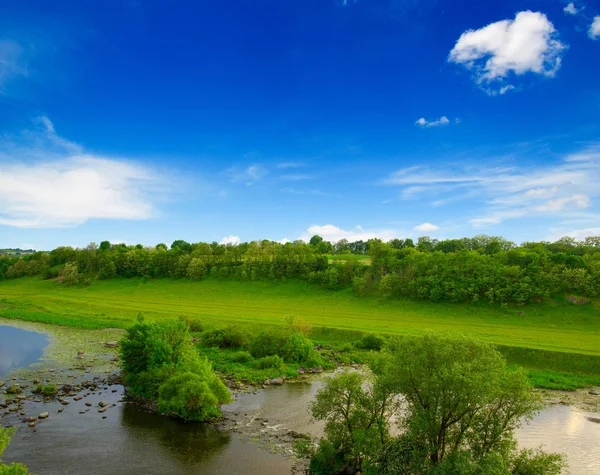 Paisaje Con Árboles Río —  Fotos de Stock