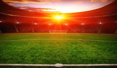 Parlak ışıkları olan futbol stadyumu.