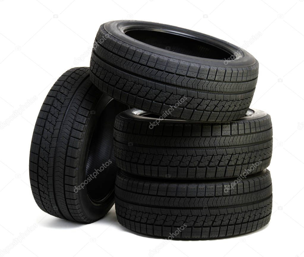 Car tires isolated on white