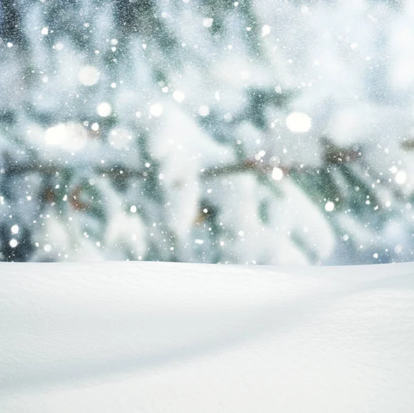 Fundo Inverno Neve Caindo Sobre Paisagem Inverno Com Espaço Cópia — Fotografia de Stock