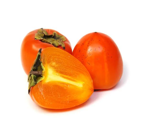 Persimmon Frukt Isolerad Vit Bakgrund Klippbana — Stockfoto