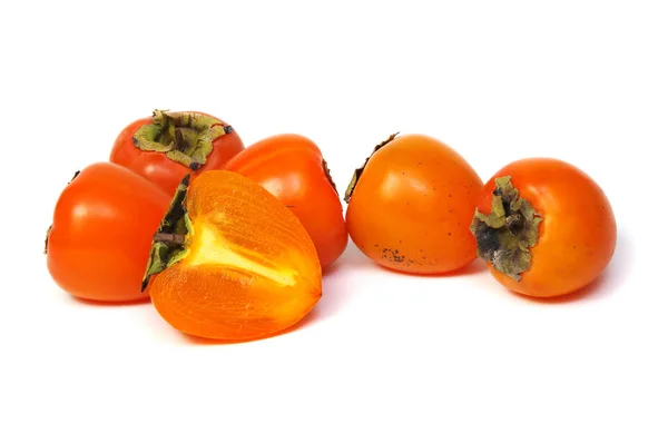 Persimmon Früchte Isoliert Auf Weißem Hintergrund Steilpfad — Stockfoto