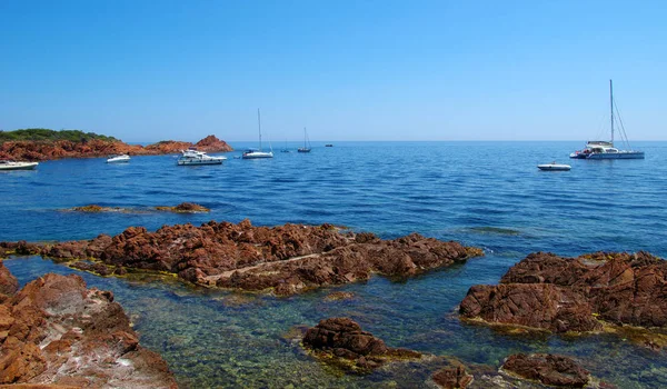 Vacker Sommar Panoramautsikt Över Havet Utsikt Över Klippan Det Kristallklara — Stockfoto